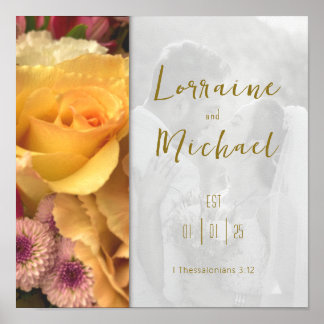 Affiche photo rose jaune déclaration d'amour