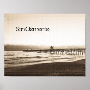 Affiche Photo San Clemente pier Californie vintage