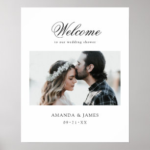 Affiche Photo Simple Chic Custom Wedwer Shower Bienvenue