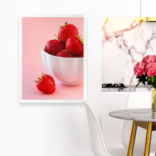 Affiche Photo stylisée de fraises rouges fraîches sur fond