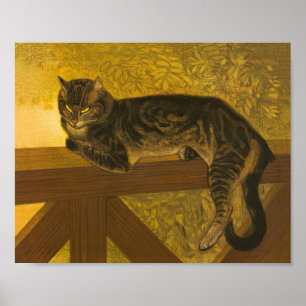 Affiche Photo Summer Cat on Balustrade Vintage Cat