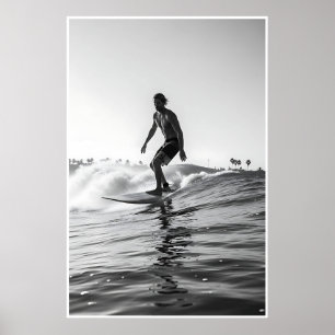 Affiche Photo vintage de Surf noir et blanc