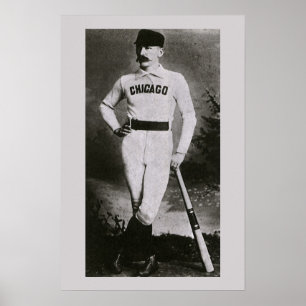 Affiche Photo vintage, joueur de baseball de Chicago Sport