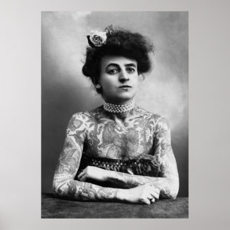 Affiche Photo vintage Tattoooé Lady B&W