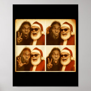 Affiche Photobooth Bigfoot Drôle Avec Santa Noël Xmas
