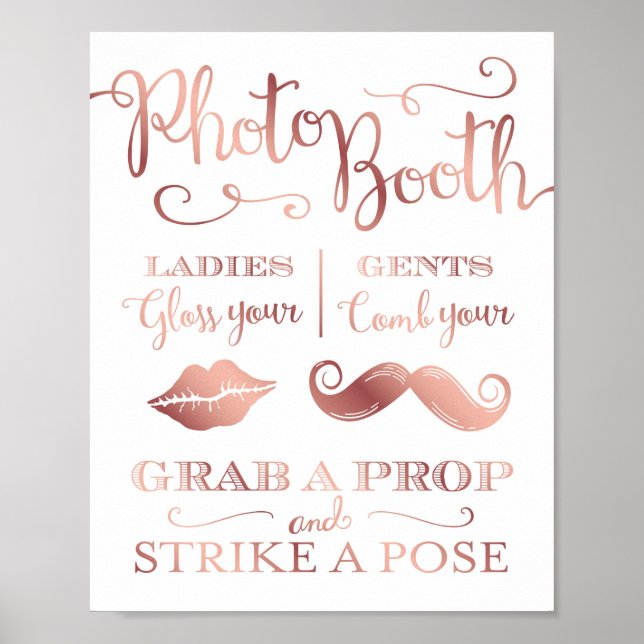 Affiche Photobooth Chic Rose Gold - Signe Imprimé pour se  (Devant)