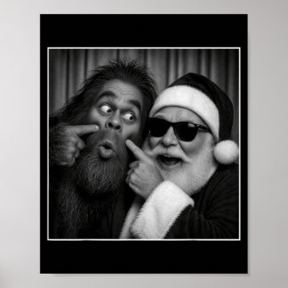 Affiche Photobooth drôle de Bigfoot avec Santa Noël Xmas