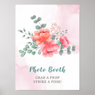 Affiche Photobooth élégant à l'aquarelle rose pâle