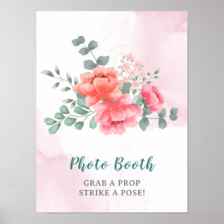 Affiche Photobooth élégant à l'aquarelle rose pâle