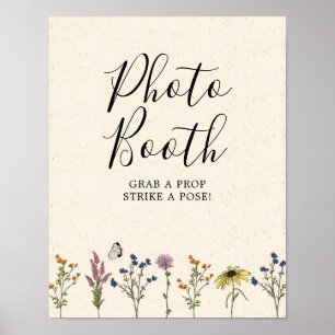 Affiche Photobooth Fleurs Sauvages Vintage pour Baby Showe