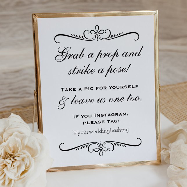 Affiche Photobooth Mariage Élégant Noir Saisissez un Acces (Créateur téléchargé)