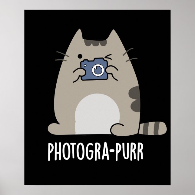Affiche Photograh-purr Funny Cat Photographe Pun Dark BG (Devant)