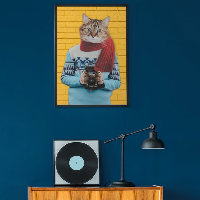 Affiche Photographe de chat en Vintage Sweater Quirky (Créateur téléchargé)