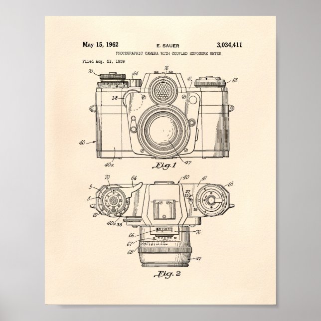 Affiche Photographic Camera 1959 Patent Art - Old Peper (Devant)