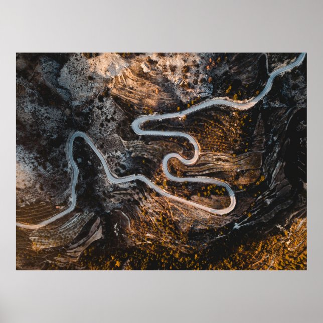 AFFICHE PHOTOGRAPHIE AÉRIENNE DE LA ROUTE (Devant)