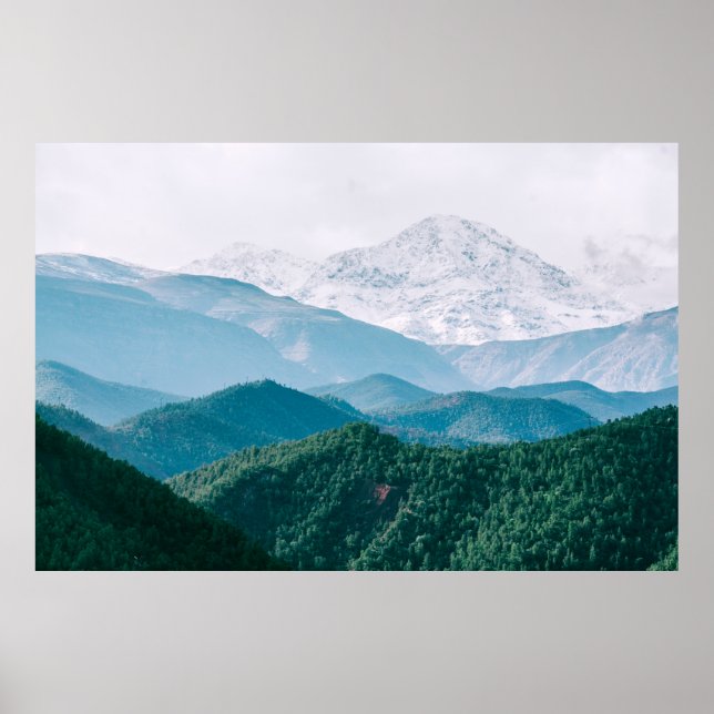 AFFICHE PHOTOGRAPHIE AÉRIENNE DE MONTAGNE ET D'ARBRE (Devant)