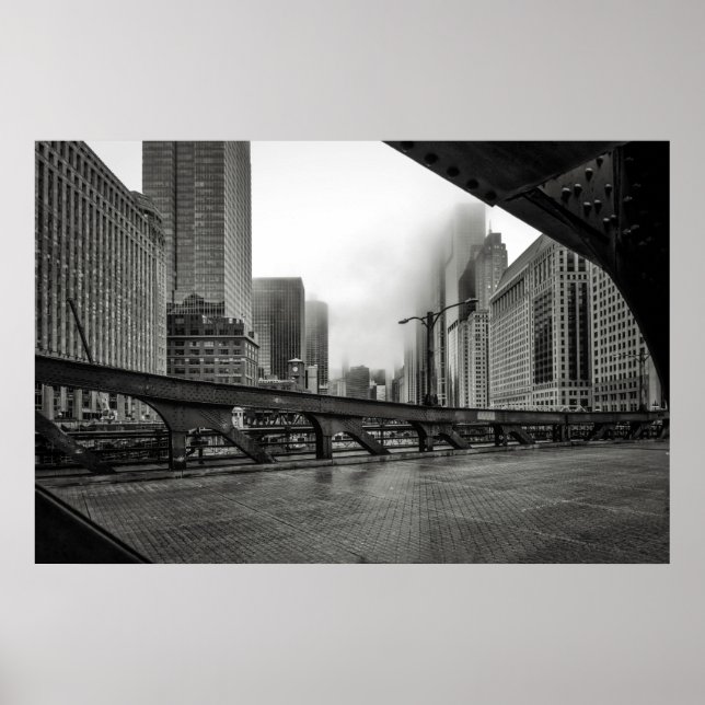 Affiche Photographie de Black and White Chicago View (Devant)