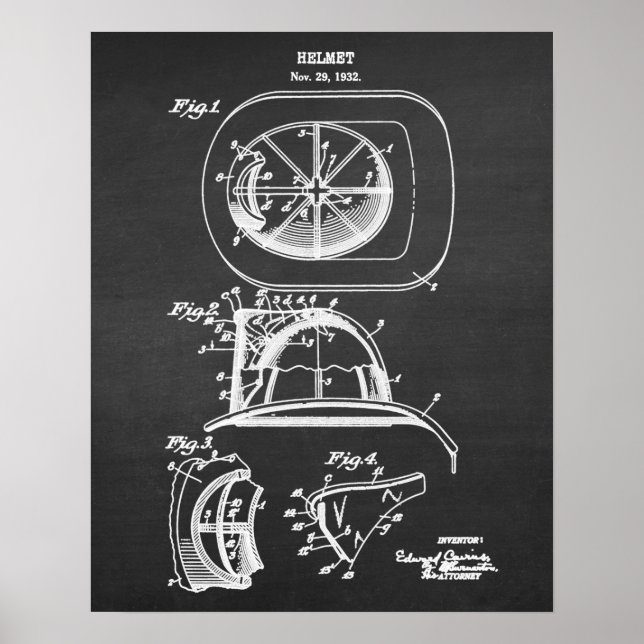 Affiche Photographie de brevet de pompier no 2 Casque pomp (Devant)