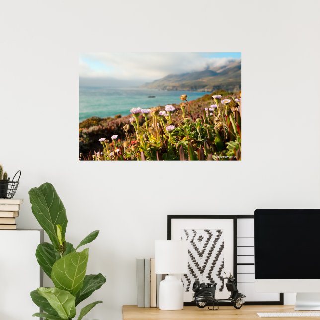 Affiche Photographie de fleurs de l'océan Pacifique (Bureau à domicile)