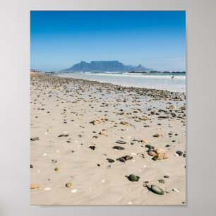 Affiche Photographie de la plage du Cap et de la montagne