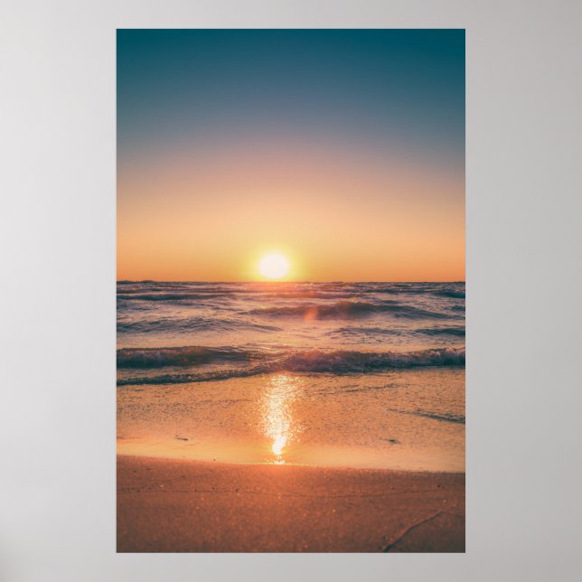 Affiche Photographie de la plage du coucher du soleil #1 (Devant)