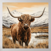 Photographie de l'affiche de la vache Highland Mod