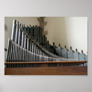 Affiche Photographie de mécanismes musicaux d'un orgue à t