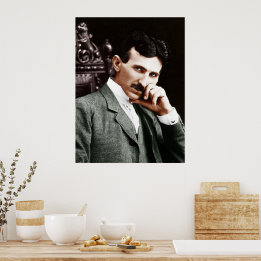 Affiche Photographie de Nikola Tesla à l'âge de 40 ans