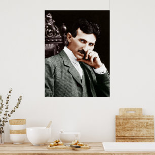 Affiche Photographie de Nikola Tesla à l'âge de 40 ans