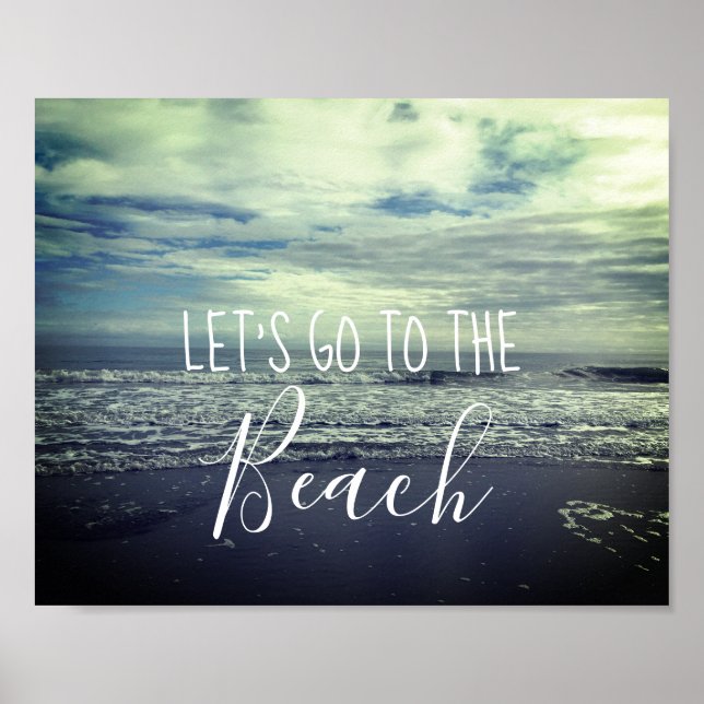 Affiche Photographie du jour de la plage Photo Nuageux Ble (Devant)