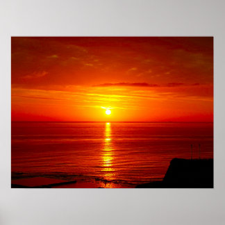 Affiche Photographie du lever du soleil de l'océan Rouge