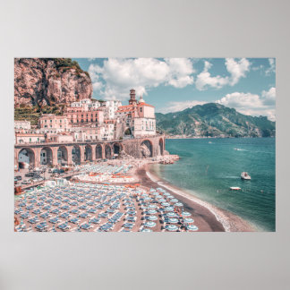 Affiche Photographie du pastel de la côte d'Amalfi