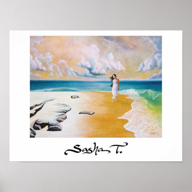 Affiche Photographie d'une fille sur la plage (Devant)