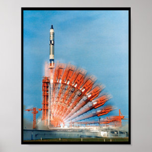 Affiche Photographie en accéléré du lancement de la fusée