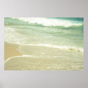 Affiche Photographie en pastel de plage d'océan vert en