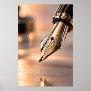 Affiche Photographie macro de la plume d'un stylo avec gou