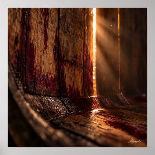 Affiche Photographie macro de lumière de tonneau de vin de