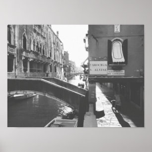 Affiche Photographie noir et blanc Venise Italie Canal