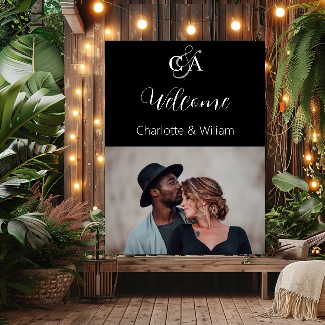 Affiche Photographie noir monogramme mariage signe de bien (Créateur téléchargé)