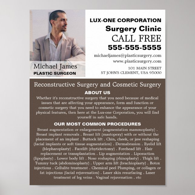 Affiche Photographie personnalisée, Chirurgien/Chirurgie e (Devant)