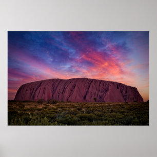 Affiche Photographie pittoresque - Uluru au coucher du sol