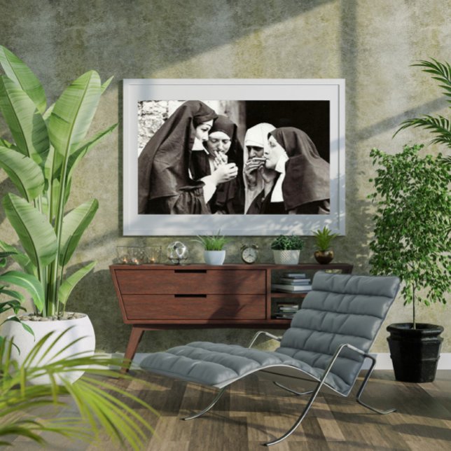 Affiche Photographie vintage de nonnes fumant (Créateur téléchargé)
