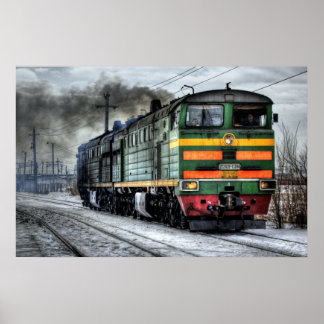 affiche photographique du train à vapeur de locomo