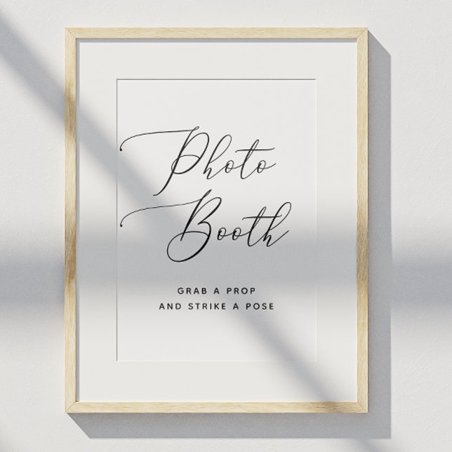 Affiche Photomaton de mariage élégant avec écriture en noi (Créateur téléchargé)
