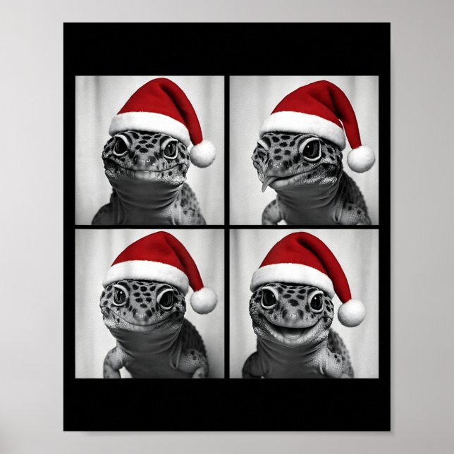 Affiche Photomaton de Noël drôle de lézard gecko Père Noël (Devant)