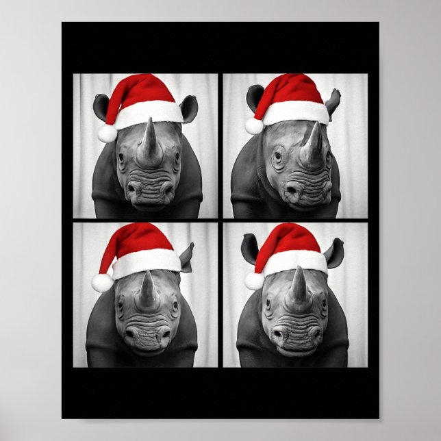 Affiche Photomaton de safari de Noël de rhinocéros de Noël (Devant)