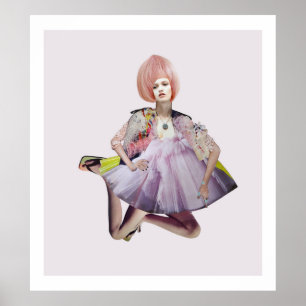 Affiche Photomontage Woman Wearing a ping wig 