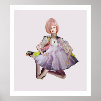 Affiche Photomontage Woman Wearing a ping wig 