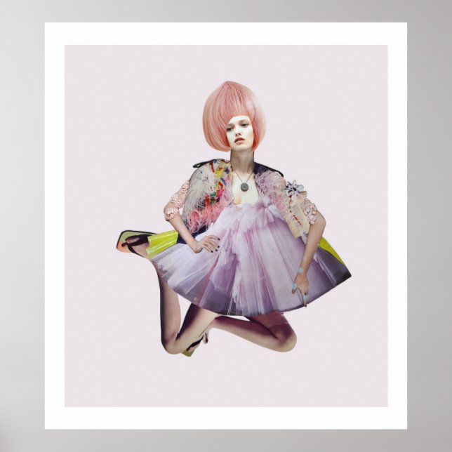 Affiche Photomontage Woman Wearing a ping wig  (Devant)