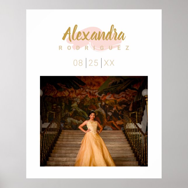 Affiche Photos Blush Pink & Gold Quinceanera (Devant)